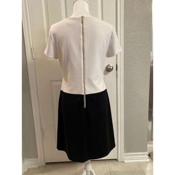 Tommy Hilfiger Framed  Scuba Crepe two Pocket Dress A-Line White & Black Size 6 - Picture 5 of 9
